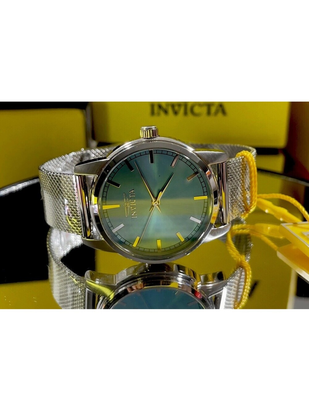 Invicta 48512 Quartz Blue Sunburst Dial Silver Mesh Band 30m NEW